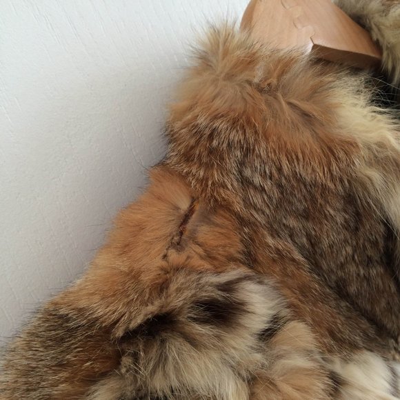 Unisex Leather Real Fur Collar Jacket Bomber Brown Large - Picture 10 of 11